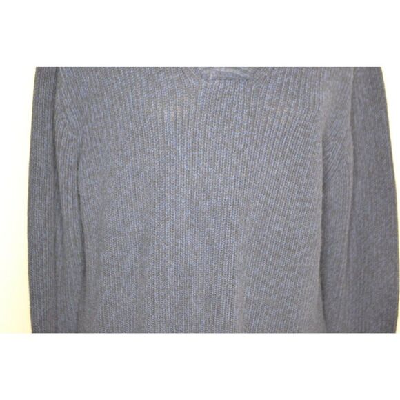 Cabela's Woman's Large Blue Cable Knit Pullover V-Neck Sweater - Picture 4 of 13